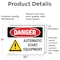 Signmission Automatic Start Equipment Danger Sign, Vinyl Decal, 10in W x 7in L, 2PK OS-2PACK-DS-D-710-L-1037 - alternate 8